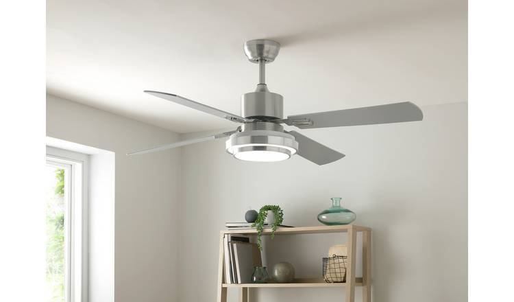 Argos Home Satin Nickel Remote Control Ceiling Fan Silver Fans - Argos Ceiling Light Clearance