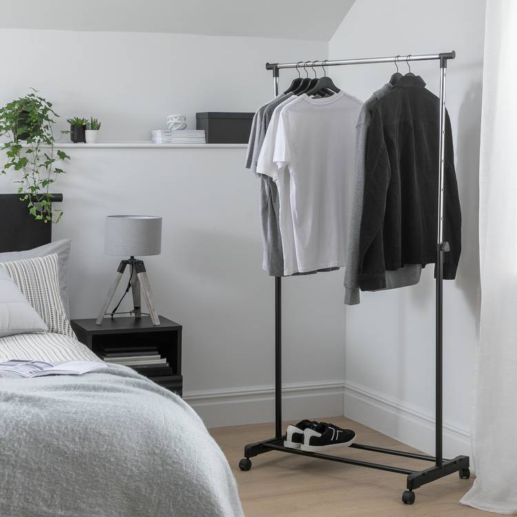 Argos Home Single Clothes Rail - Black and Chrome 0