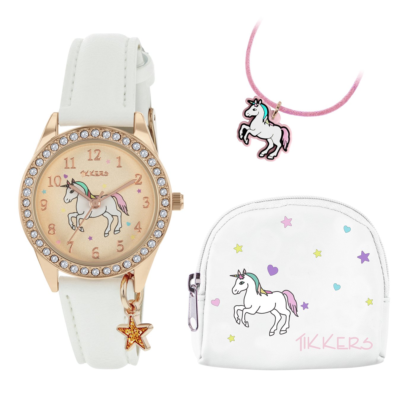 Tikkers Kid's Unicorn Watch, Necklace & Purse Gift Set