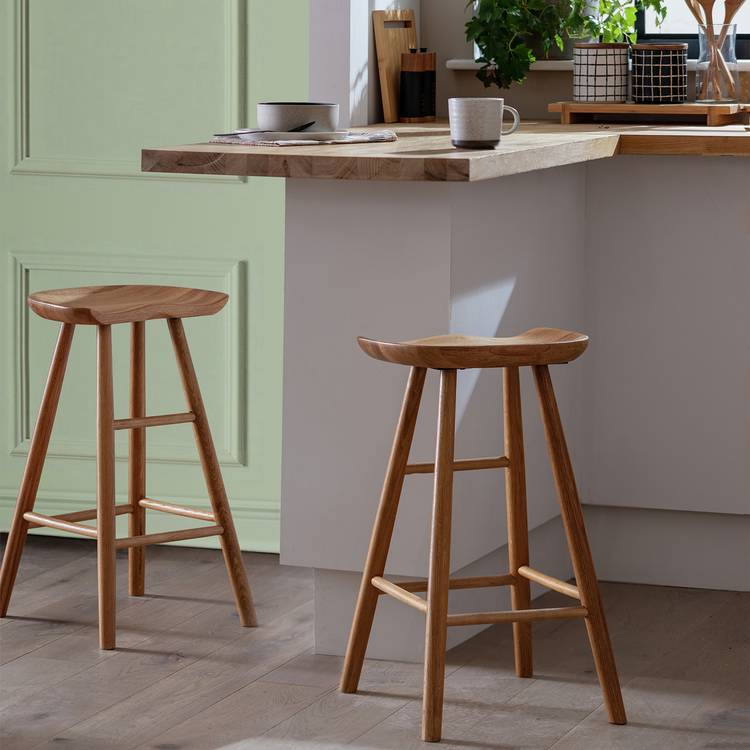 Habitat Barnwell Oak Tall Stool - Natural 0