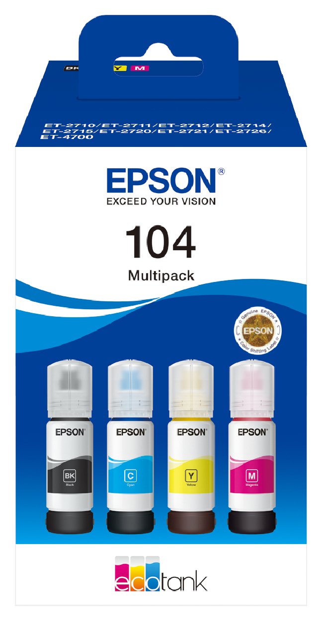 Epson 104 EcoTank 4 Ink Cartridges - Black & Colour