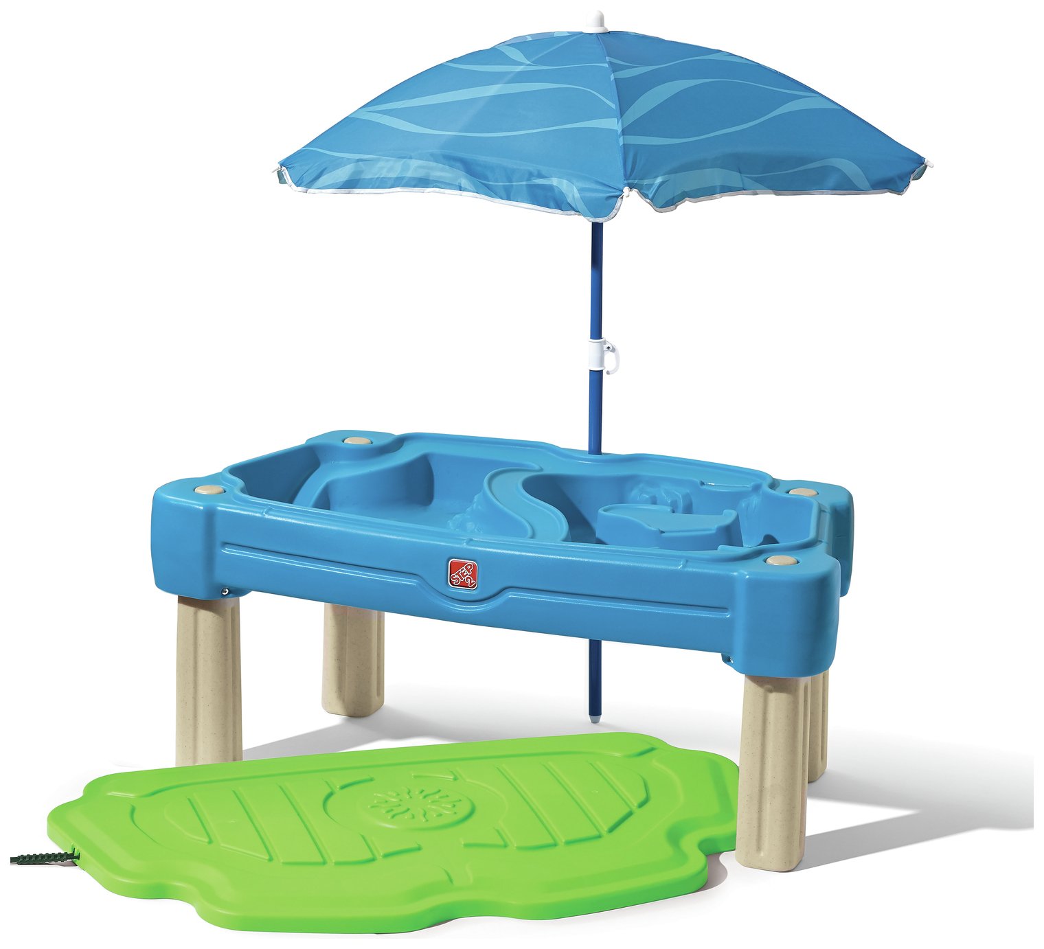 sand and water table with umbrella