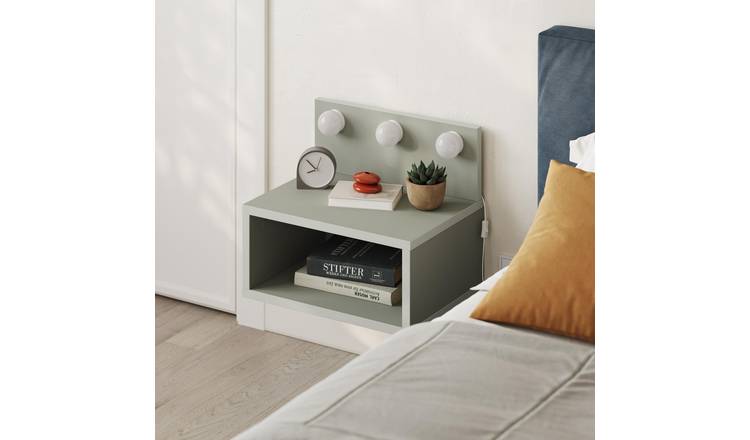 Decortie Treo Particleboard Wall-Mounted Bedside Unit - Sage Green