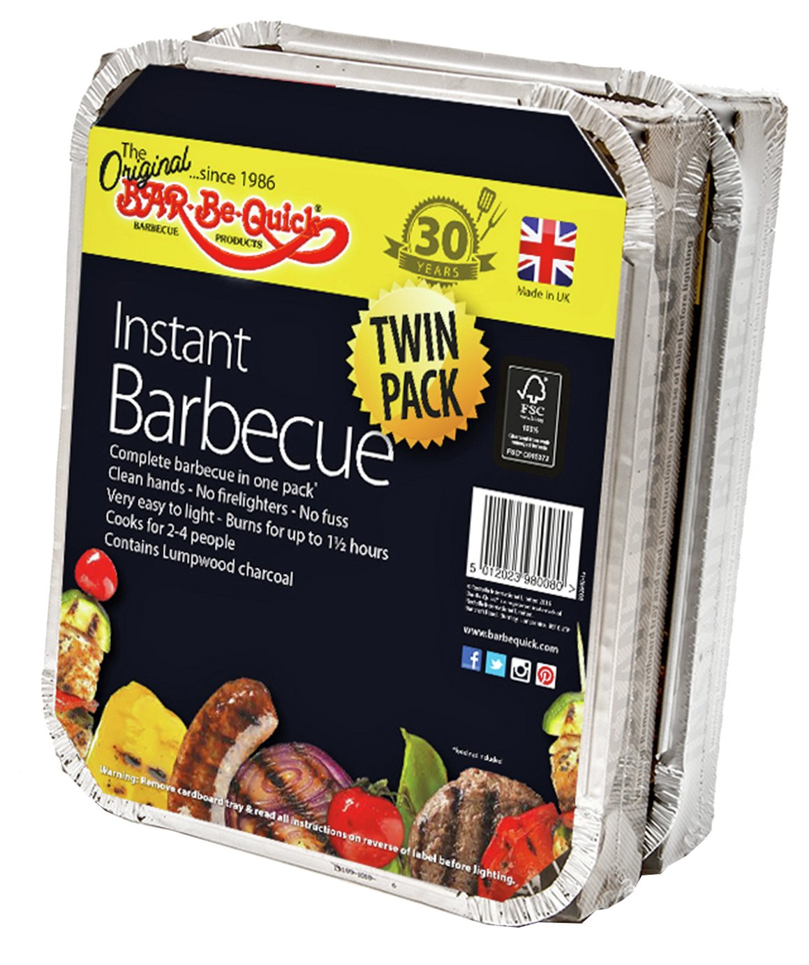 Bar-Be-Quick Disposable Instant Charcoal BBQ - Twin Pack