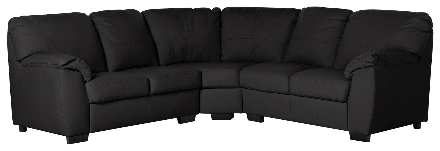 Argos Home Milano Leather Corner Sofa - Black