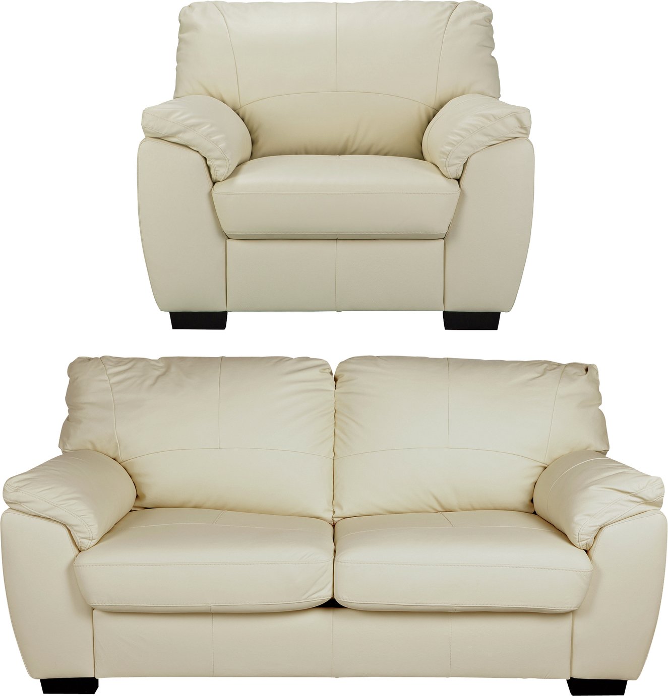 Argos Home Milano Leather Chair and 3 Seater Sofa - Ivory