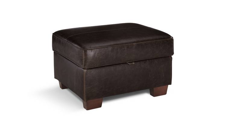 Tan leather storage deals footstool