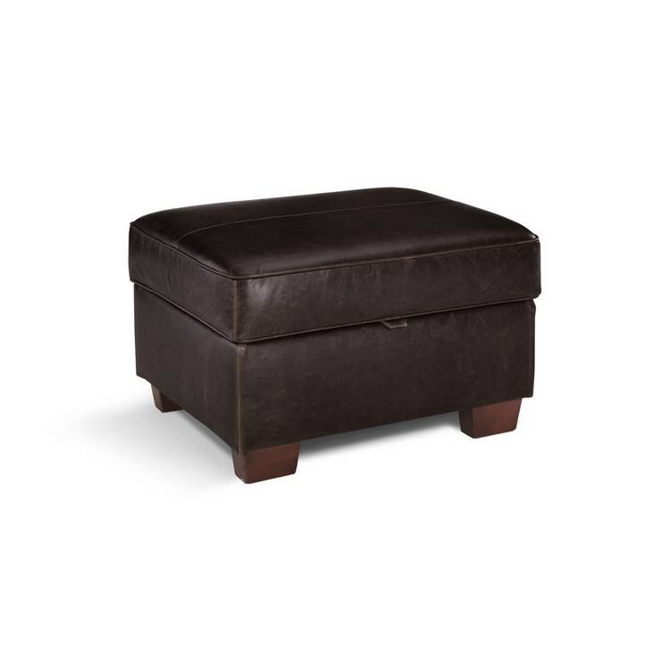 Argos Home Salisbury Leather Storage Footstool - Chocolate 0