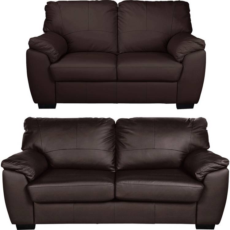 Argos Home Milano Leather 2 & 3 Seater Sofas - Chocolate 0