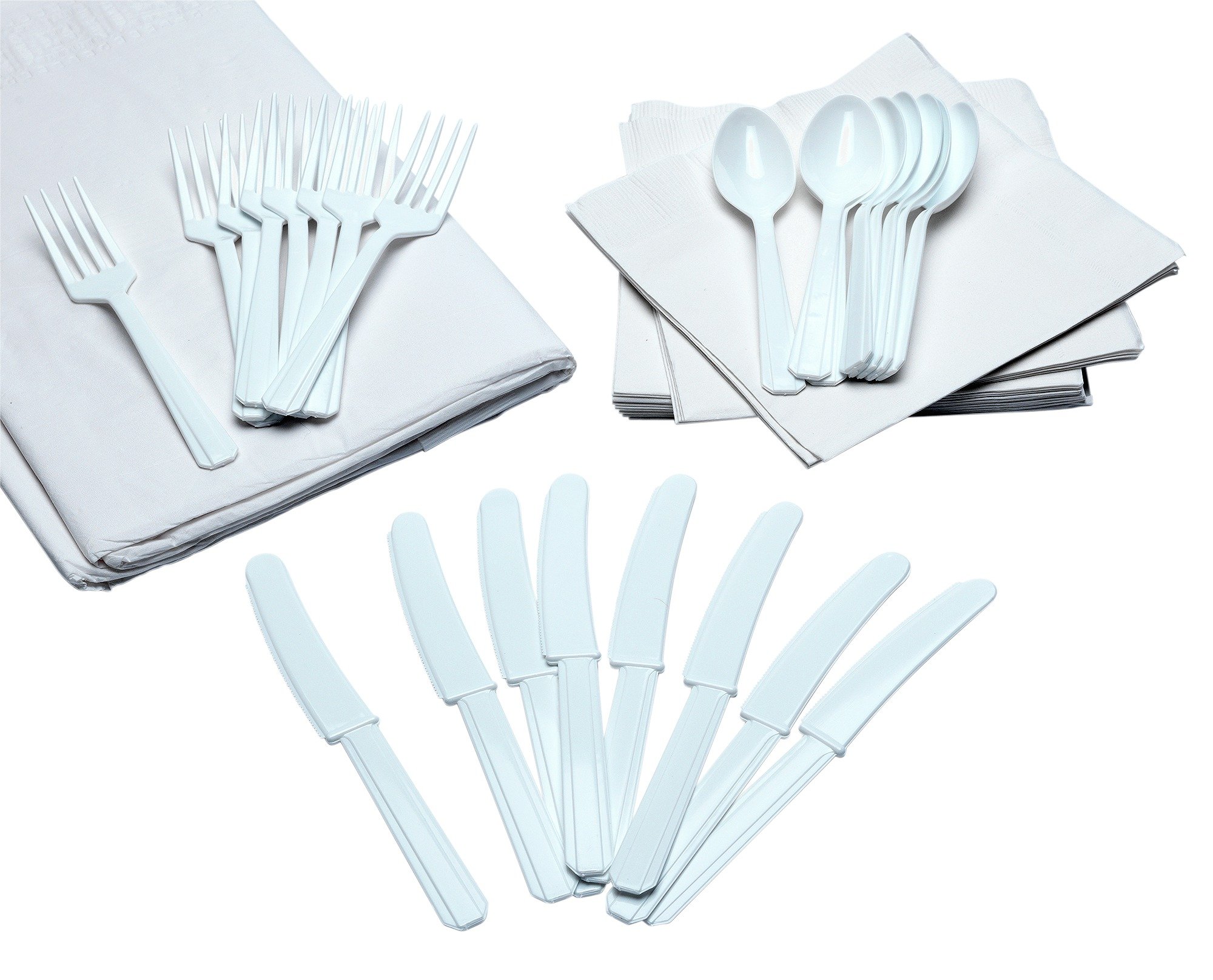 Cutlery, Napkins and Table Cloth Set - White