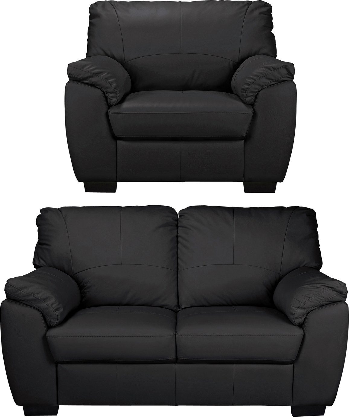 Argos Home Milano Leather Chair and 2 Seater Sofa - Black