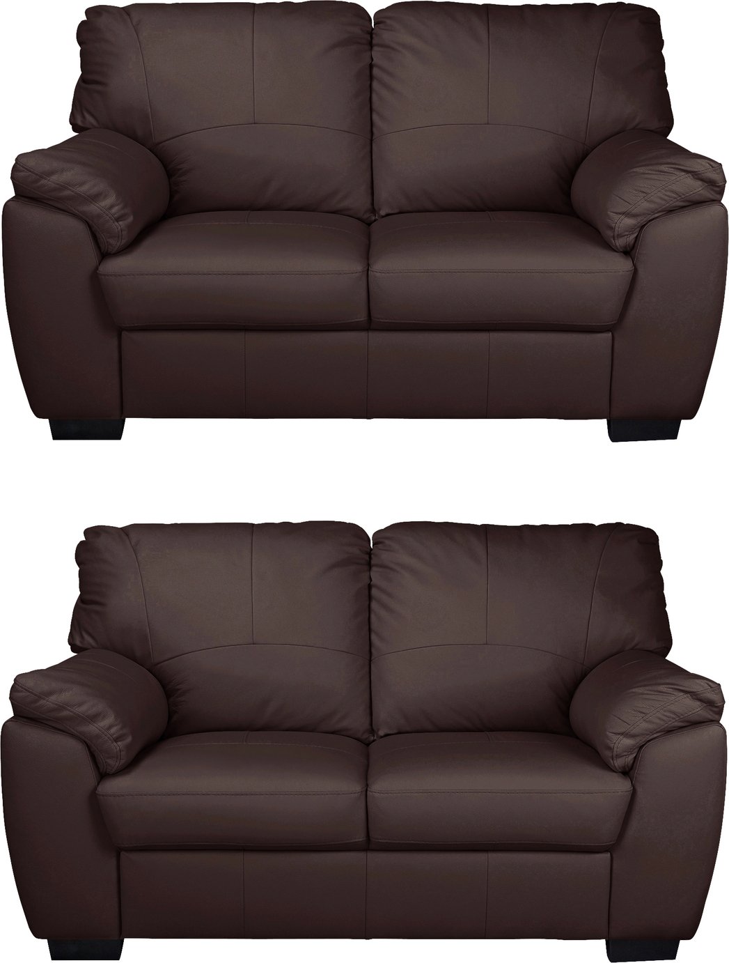 Argos Home Milano Pair of Leather 2 Seater Sofa - Chocolate