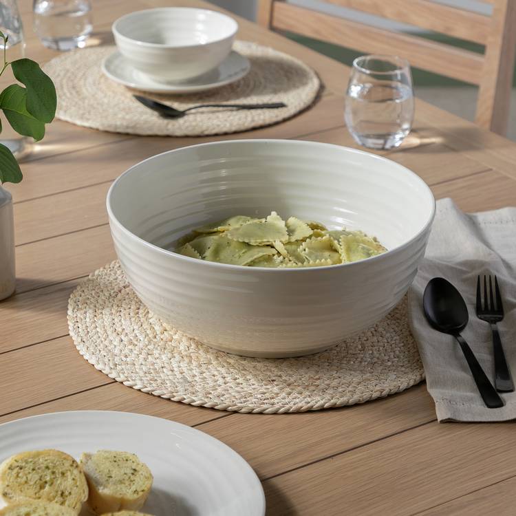 Habitat Ripple Stoneware Serving Bowl - Cream 0
