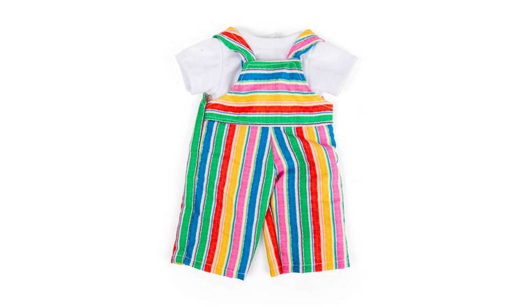 Bigjigs Toys Striped Dungarees And White T-Shirt For Small Doll