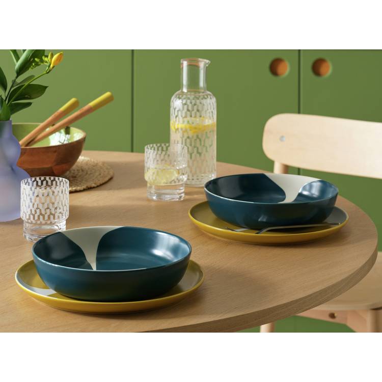 Habitat x Scion Lohko 4 Piece Stoneware Pasta Bowls - Blue 0