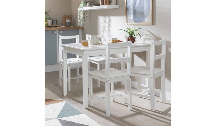 White dining table and best sale chairs argos