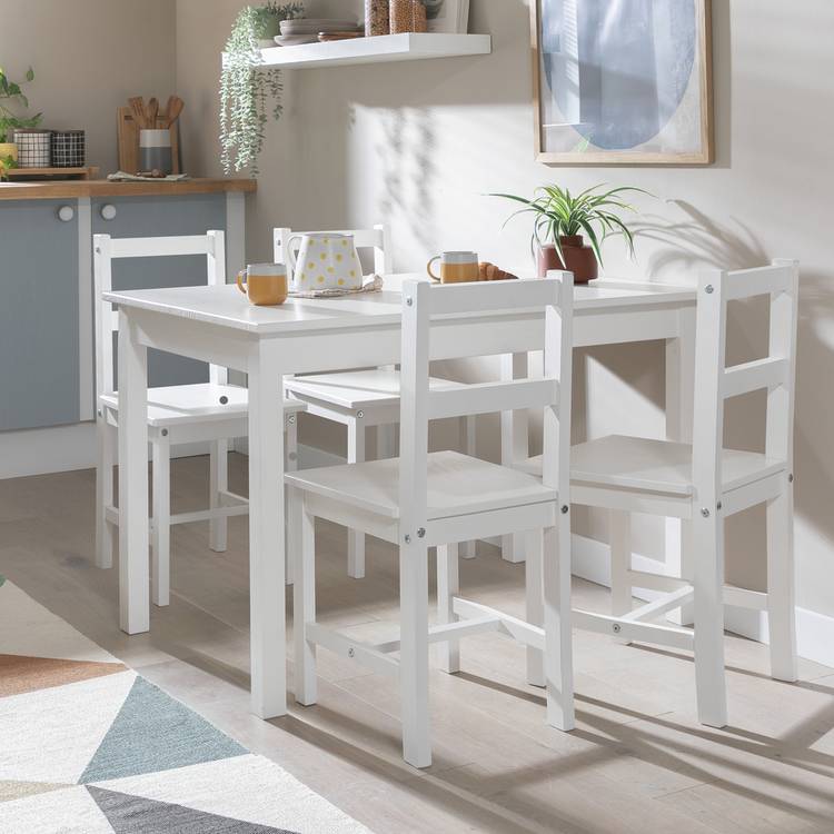 Argos Home Raye White Dining Table & 4 White Chairs 0