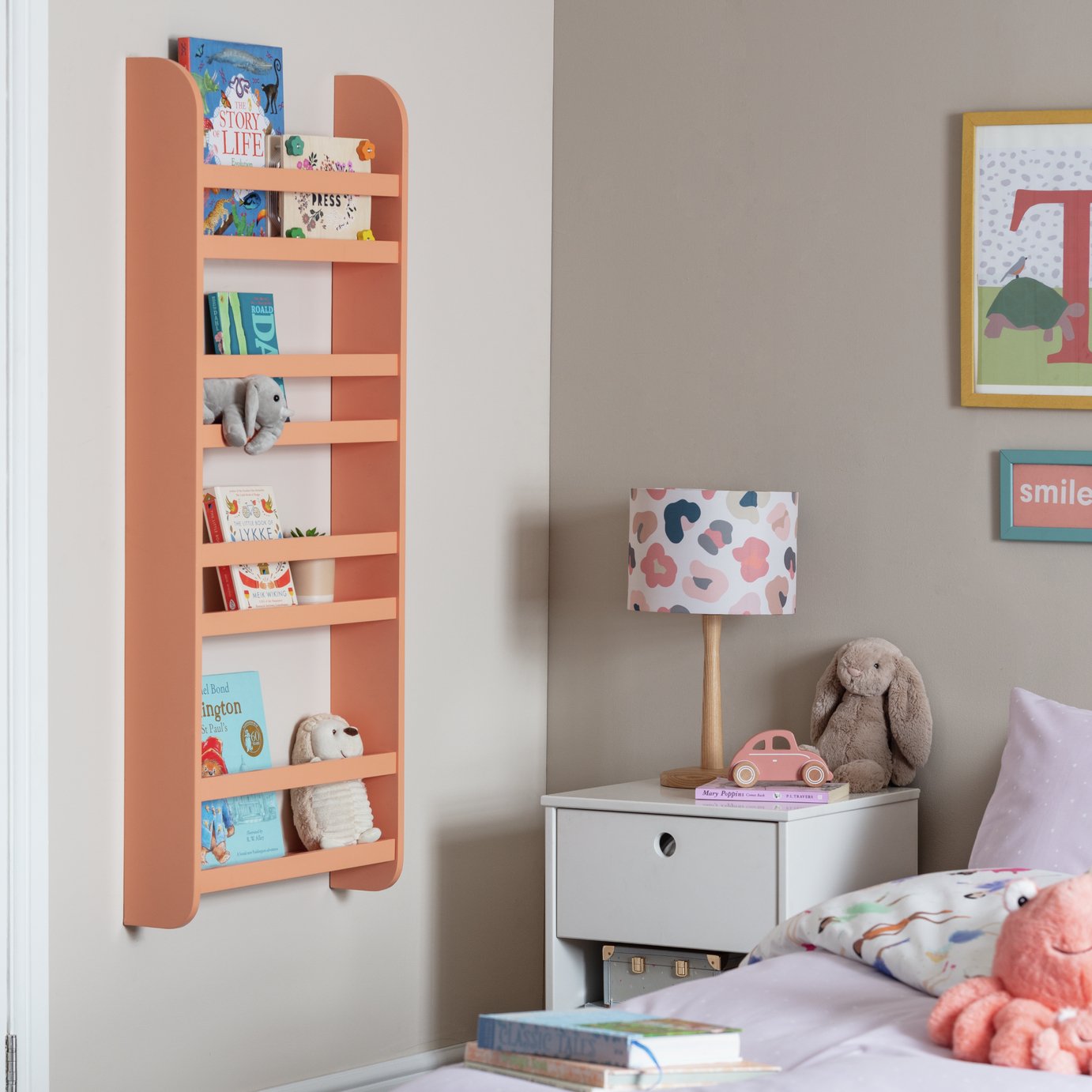 Habitat Kids Scandinavia Wall Mounted Bookcase - Peach