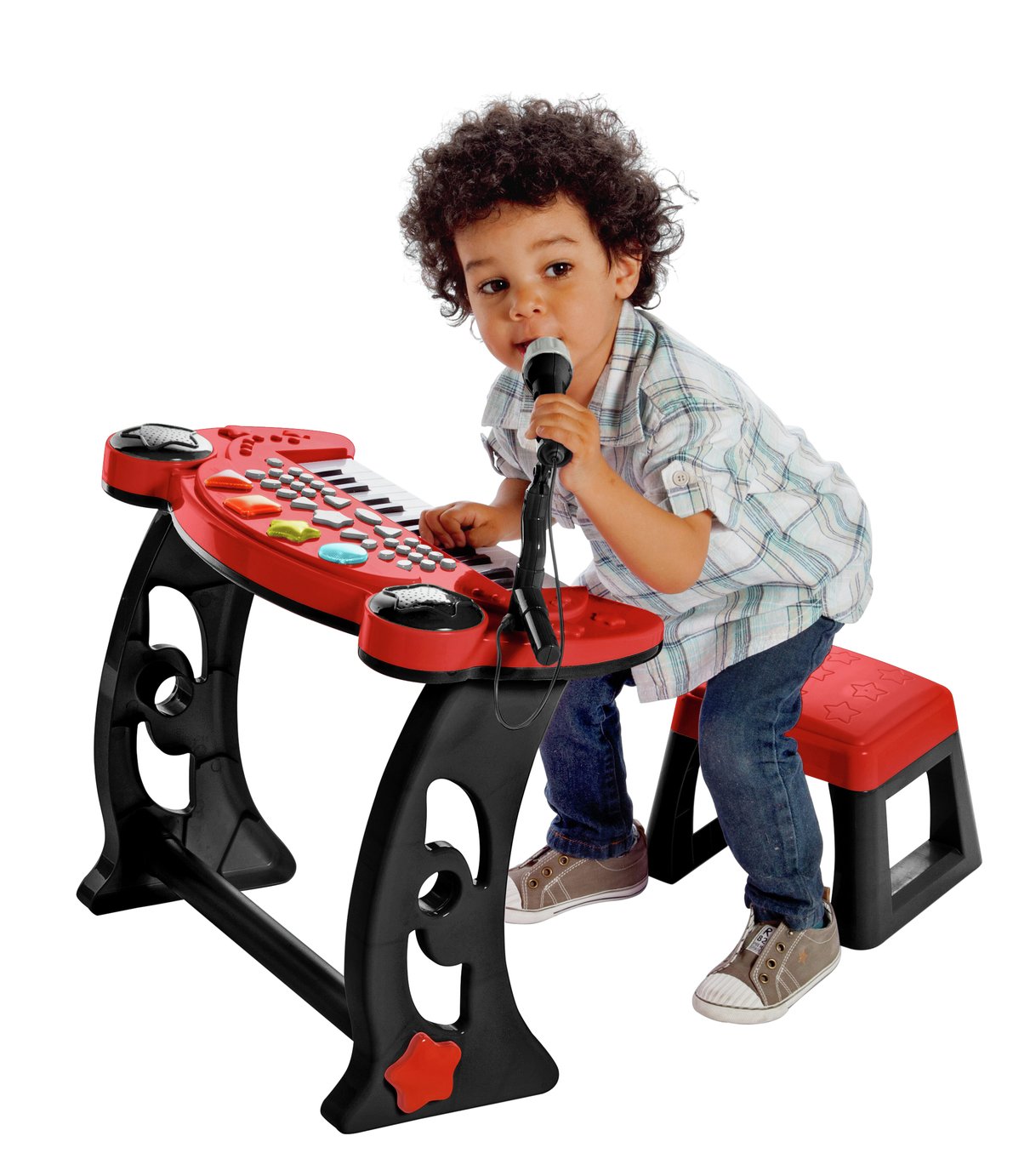 Chad Valley Sing Along Keyboard, Stand and Stool - Red