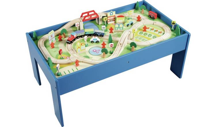 Buy Chad Valley Wooden Table And 90 Piece Train Set Toy Trains