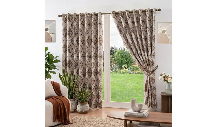 Luxury Living Diamond Metallic Lined Eyelet Curtains 168cm x 229cm - Gold
