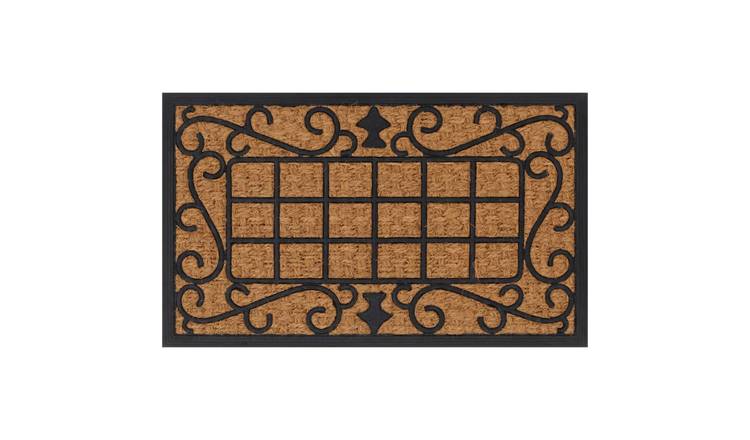 Walplus 7 mm Thick Rectangular Coir Door Mat - Black and Brown - 45 x 75 cm