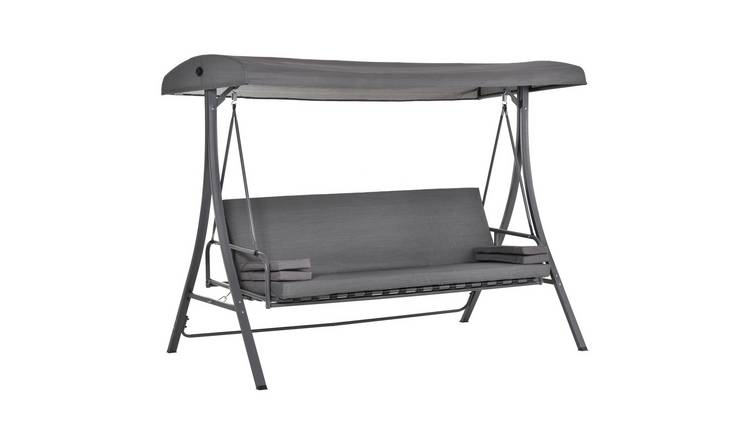 Outsunny 3 Seater 2-in-1 Adjustable Canopy Garden Swing Seat – Grey