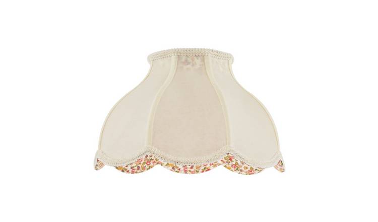 Happy Homewares Cream Victorian with Scallop Edges and Floral Lampshade - 35cm