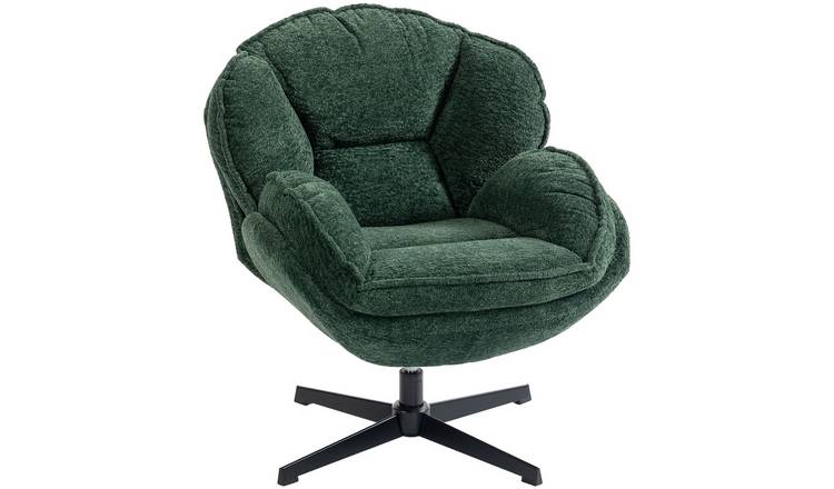 HOMCOM Velvet Modern Swivel Accent Chair for Living Room - Green