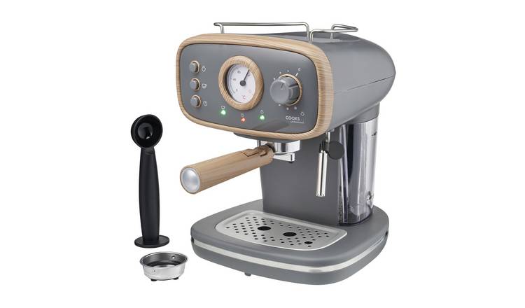 Cooks Professional Retro Espresso Machine 1.2L with Steam Wand - Nordic Grey