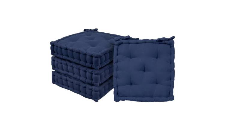 Harbour Housewares Square Seat Pads - 40 x 40 x 10cm - Navy - Pack of 4