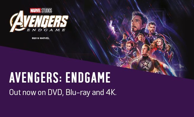 Avengers: Endgame. Out now on DVD, Blu-ray and 4K.
