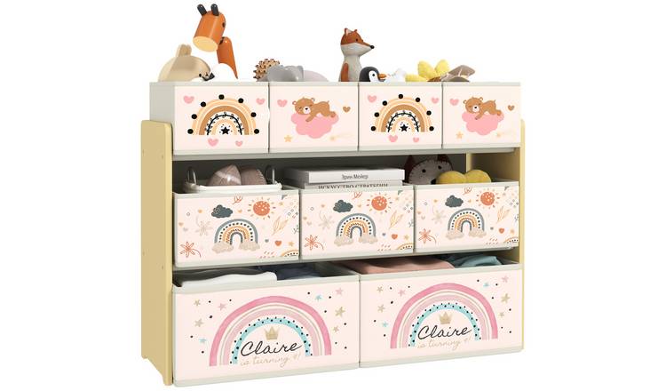 AIYAPLAY 3 Tier Fabric Tier Toy Organiser Shelf Kids Storage Rack - Yellow