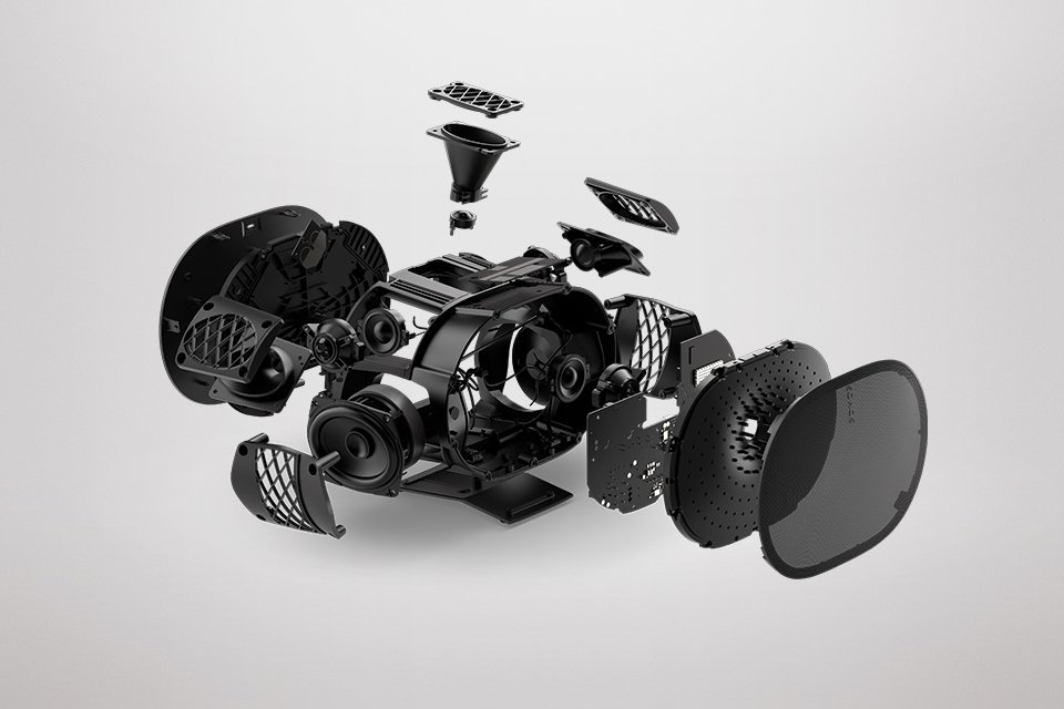 An image showing the internal parts of a Sonos speaker.