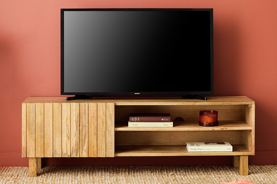 Habitat Jericho 1 Door TV Unit in natural finish.