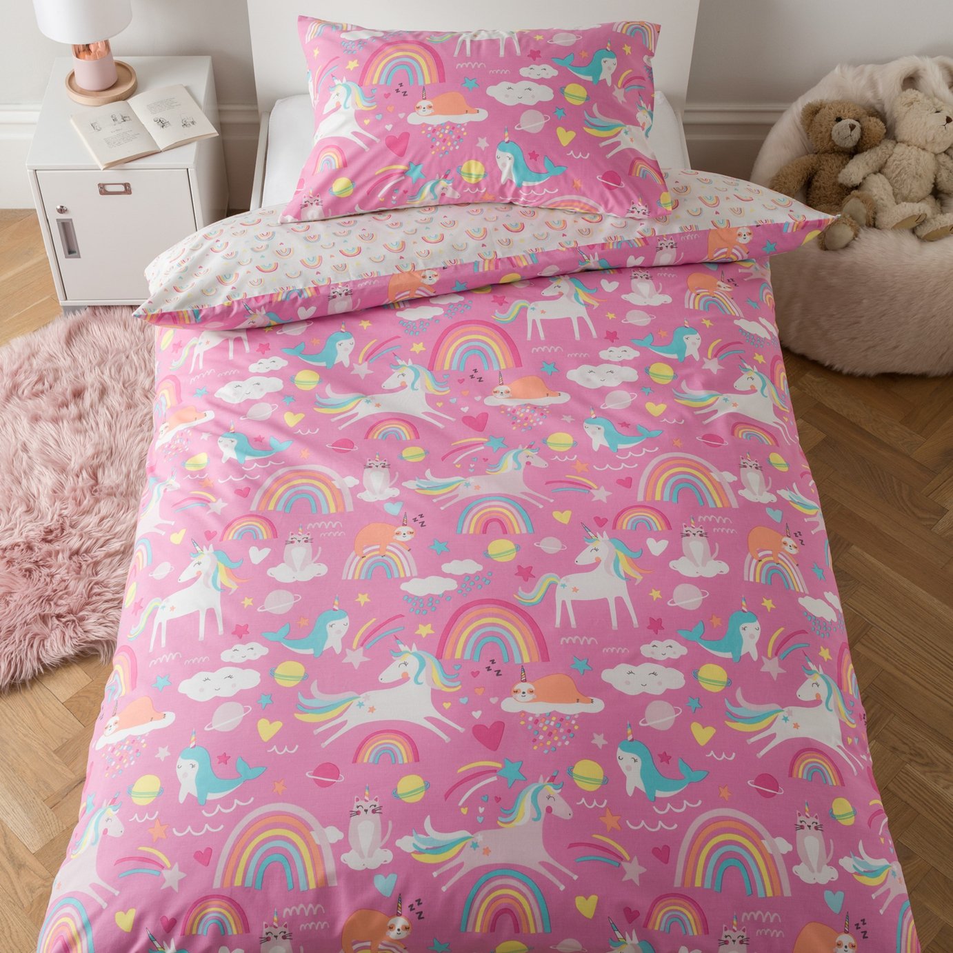 Argos Home Kids Pink Unicorn Bedding Set - Single