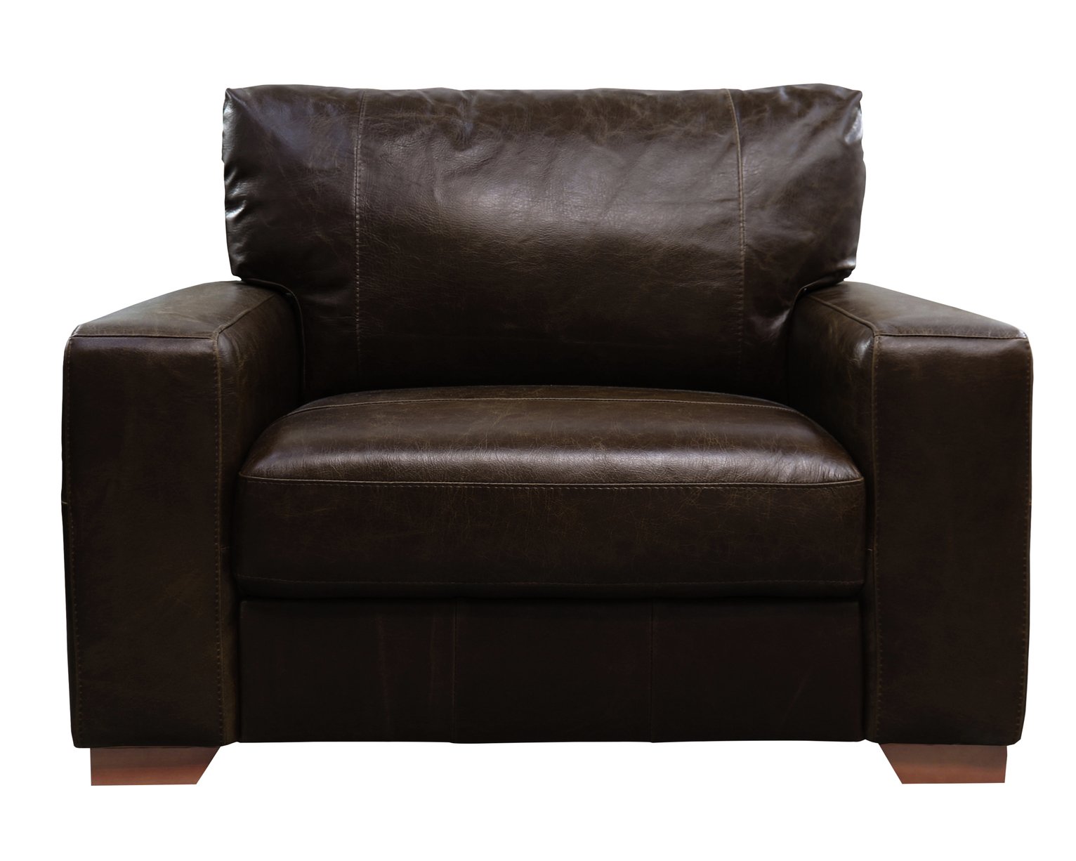 Argos Home Eton Leather Cuddle Chair - Dark Brown