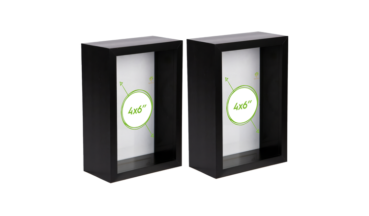 Nicola Spring 3D Deep Box Photo Frames - 4 x 6" - Set of 2 - Black