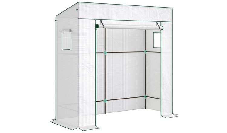 Outsunny PE Cover Walk-in Tomato Greenhouse – White