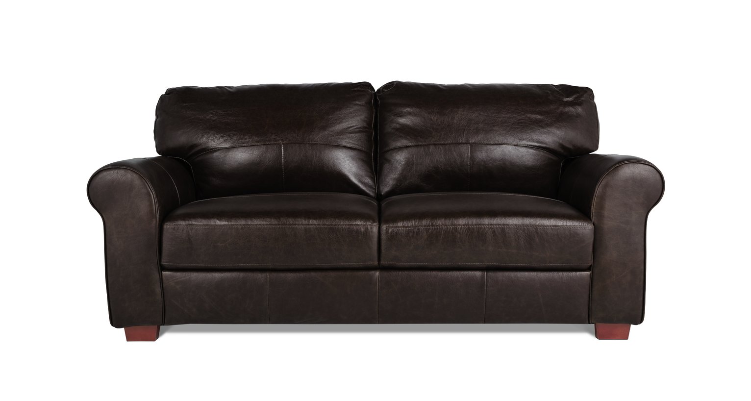 Habitat Salisbury 3 Seater Leather Sofa - Dark Brown