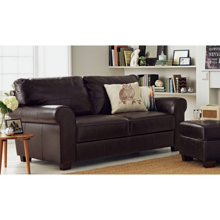 Argos Home Salisbury Leather 3 Seater Sofa - Chocolate 0