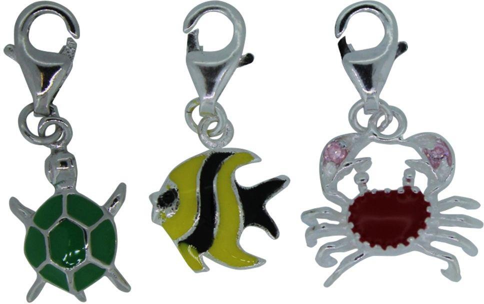 Link Up S.Silver Turtle, Fish and Crab Clip-On Charms - 3.