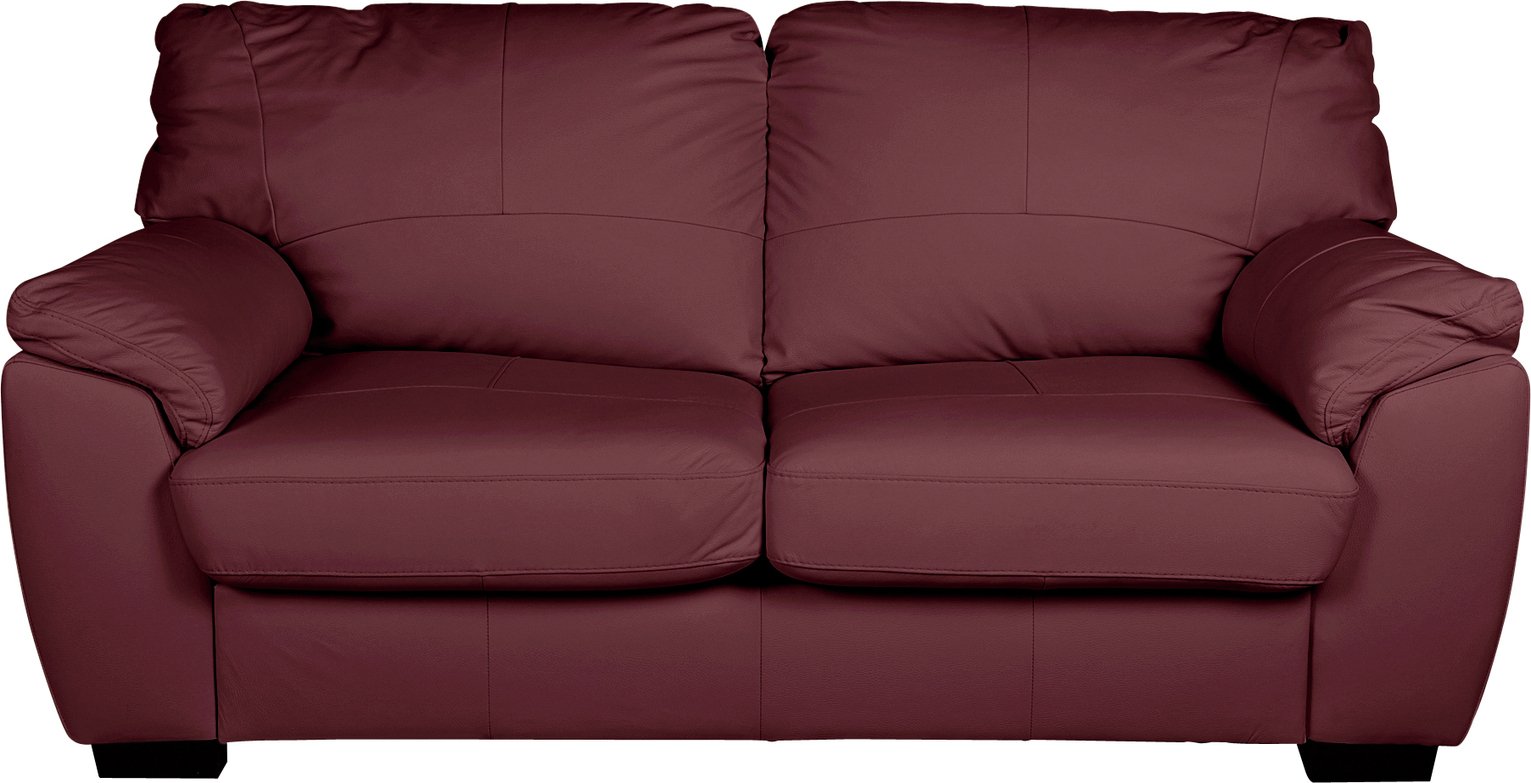 Argos Home Milano Leather 3 Seater Sofa - Burgundy