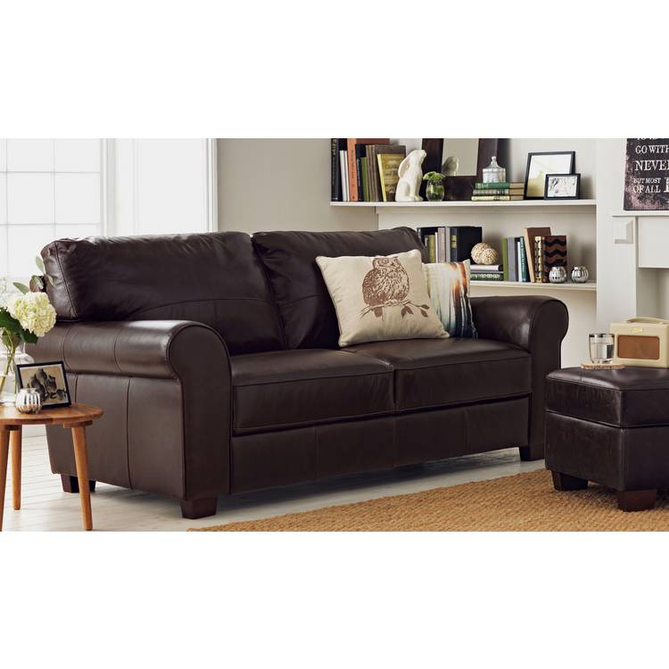 Argos Home Salisbury Leather 3 Seater Sofa - Black 0