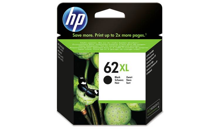 HP 62XL High Yield Ink Cartridge, Black, 2-count