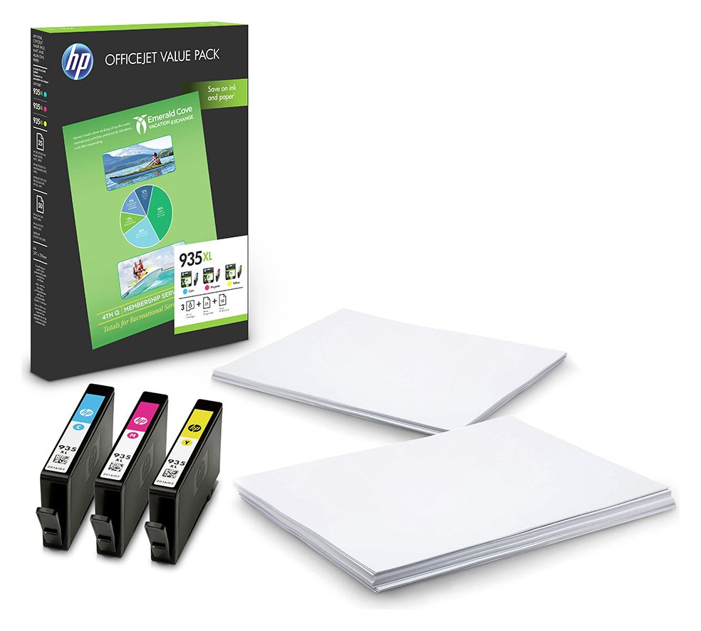 HP 935 XL Original Ink Cartridge Pack & Paper Value Bundle