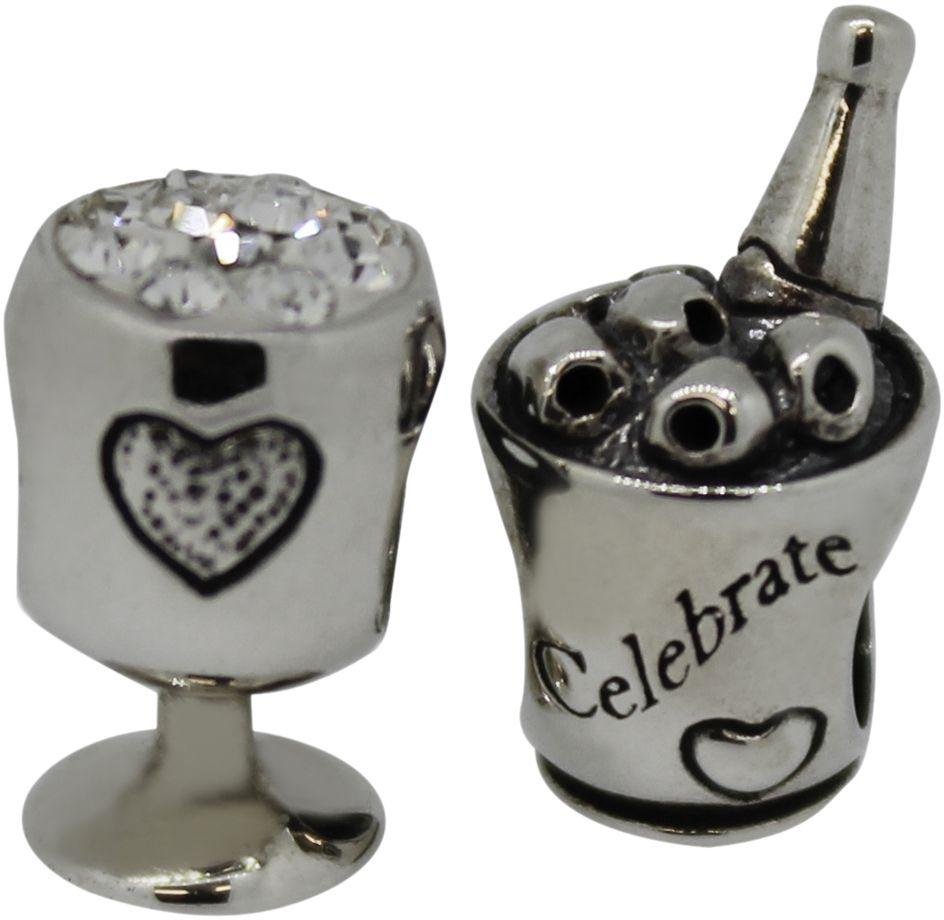 Link Up Sterling Silver Champagne and Glass Bottle Charms -2