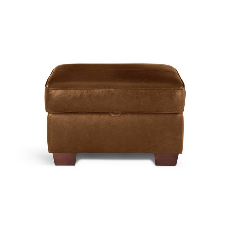 Argos Home Salisbury Leather Storage Footstool - Tan 0