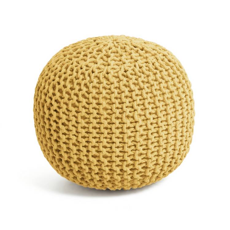Kaikoo Dottie Cotton Knitted Pod Footstool - Yellow 0