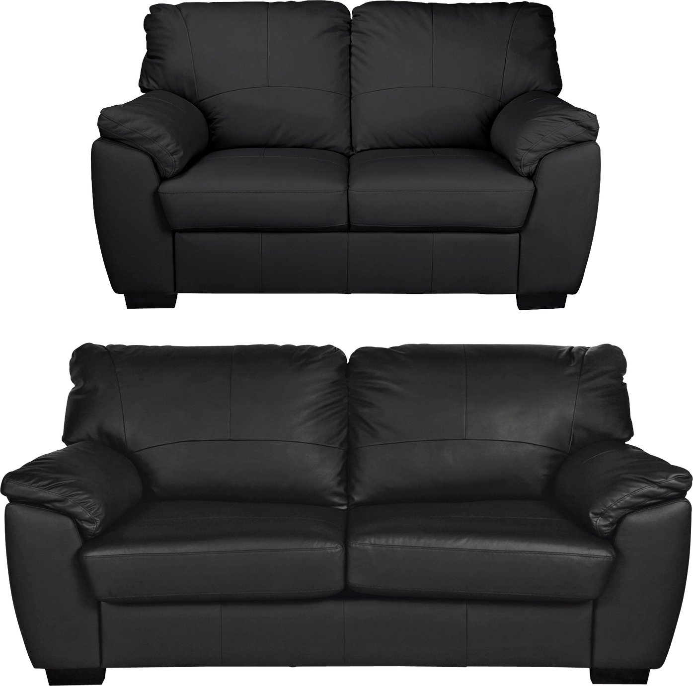 Argos Home Milano Leather 2 Seater and 3 Seater Sofa - Black